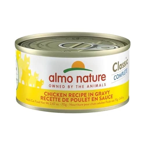 almo nature Classic Complete - Wet Cat Food - Chicken Recipe in Gravy - Grain Free, GMO Free, No Artificial Colors and Flavors, 2.47oz (Pack of 12) thumbnail 1