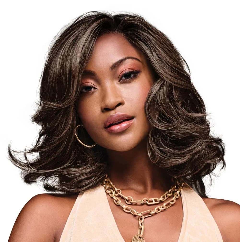Hair u wear Kim Kimble Jasmine Shoulder-Length Wig with Lush Layers & Glam Volume, Average Cap, MC11SS Butter Pecan