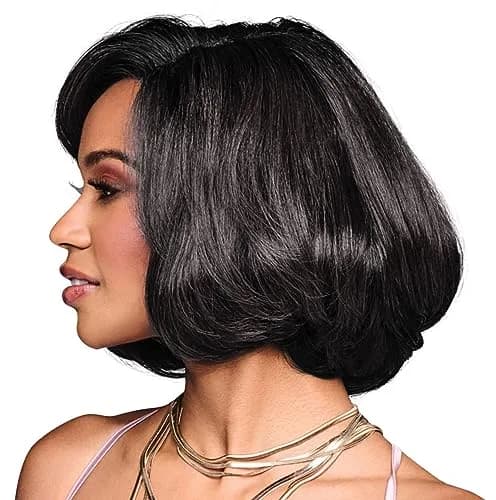 Hair u wear Kim Kimble Kiara Chic Modern Chin-Length Bob Wig Average Cap MC1 Caviar | Trendy, Heat-Friendly Synthetic, Realistic Monofilament Part thumbnail 5