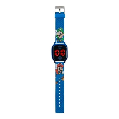 Accutime Super Mario Kids Digital Watch 20mm Blue Silicone Strap | Touch-Activated LED, Fun Mario & Luigi Design (70-120 chars) thumbnail 7