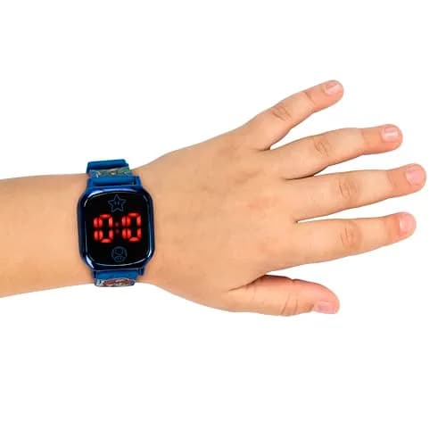Accutime Super Mario Kids Digital Watch 20mm Blue Silicone Strap | Touch-Activated LED, Fun Mario & Luigi Design (70-120 chars) thumbnail 4