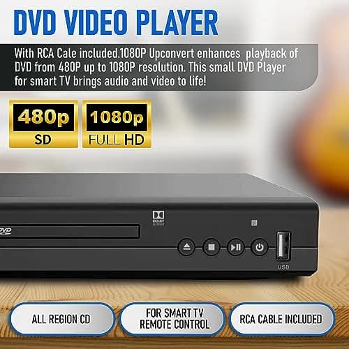 Philips All-Region DVD Player with RCA Cable & Remote | Plays CD, DVD, DVD±R/RW, MP3 (Black) thumbnail 2