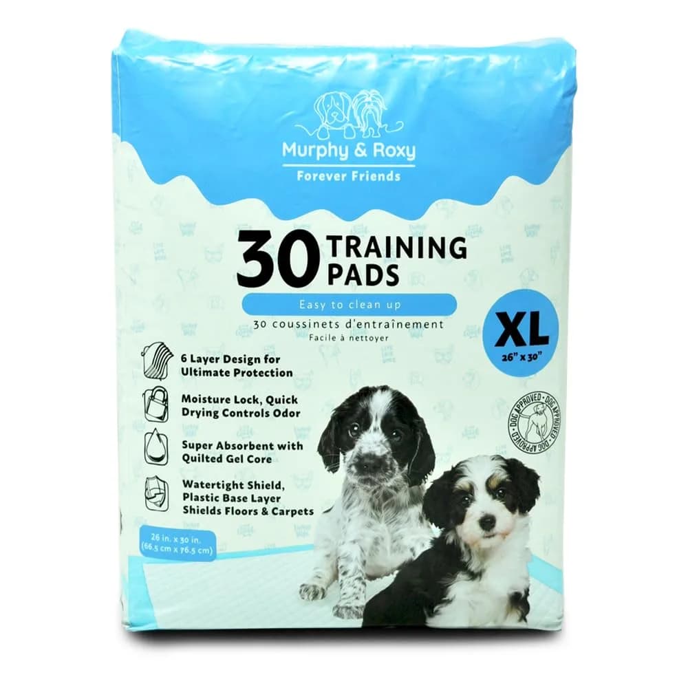 Murphy & Roxy Unscented Pet Training Pads Extra Large 26x30 Inches | Super-Absorbent with Gel Core & Odor Control