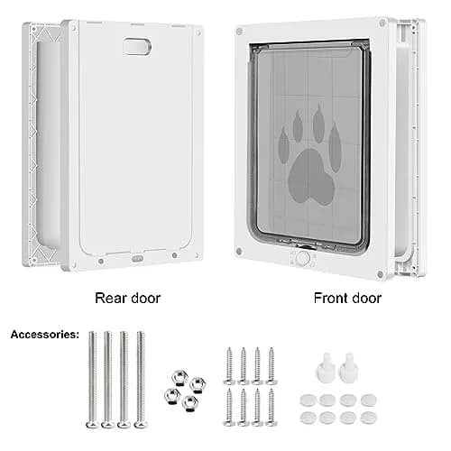 CEESC Small Dog & Cat Door, 7.25"x10" Flap, White | Weatherproof, Durable ABS Frame, Snap-in Panel thumbnail 8