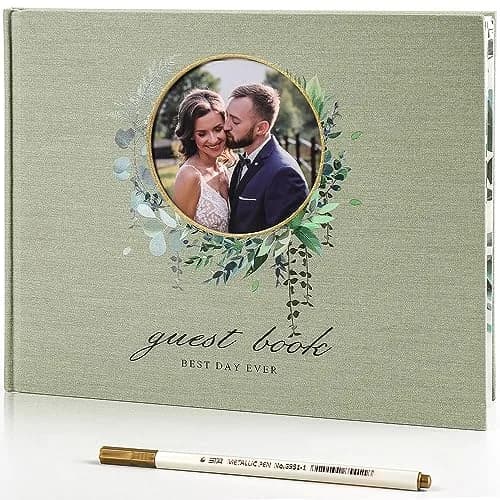molekaus Wedding Guest Book Hardcover 8" x 10" (20.3 x 25.4 cm) | Photo Frame Cover & 100 Ivory Pages thumbnail 1