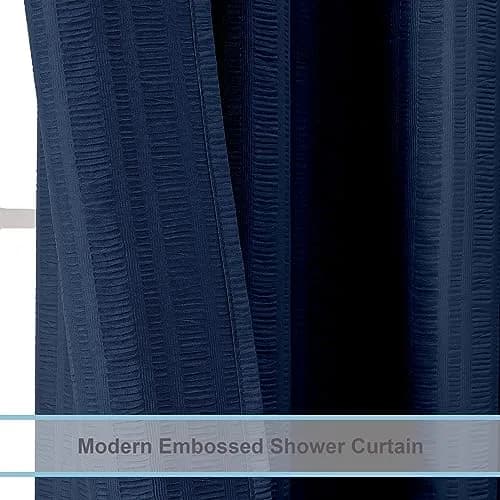 Aiyufeng Moga Navy Blue Fabric Shower Curtain 72x72 | Hotel Spa Polyester Cloth with 12 Holes thumbnail 4