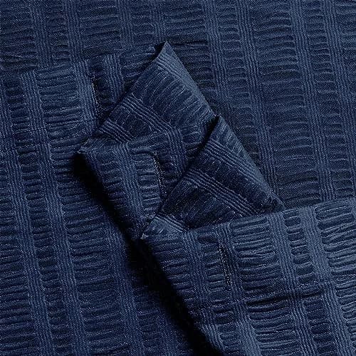 Aiyufeng Moga Navy Blue Fabric Shower Curtain 72x72 | Hotel Spa Polyester Cloth with 12 Holes thumbnail 5