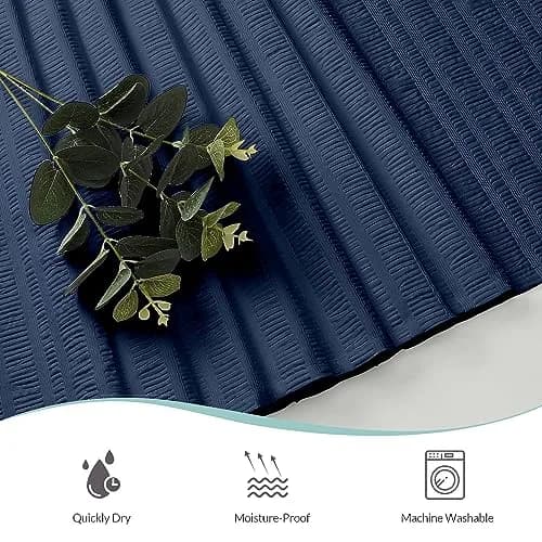 Aiyufeng Moga Navy Blue Fabric Shower Curtain 72x72 | Hotel Spa Polyester Cloth with 12 Holes thumbnail 7