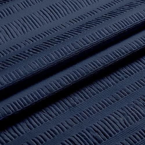 Aiyufeng Moga Navy Blue Fabric Shower Curtain 72x72 | Hotel Spa Polyester Cloth with 12 Holes thumbnail 3
