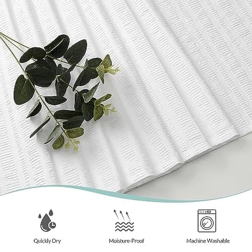 Aiyufeng Extra Long White Shower Curtain 96 Inch | Embossed Texture Fabric Bathroom Decor thumbnail 4