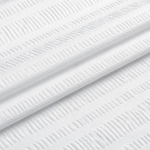 Aiyufeng Extra Long White Shower Curtain 96 Inch | Embossed Texture Fabric Bathroom Decor thumbnail 7