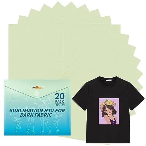 HTVRONT Sublimation HTV Sheets for Cotton Fabric - Glossy, 12x12'' | Suitable for Dark & Light Fabrics thumbnail 1