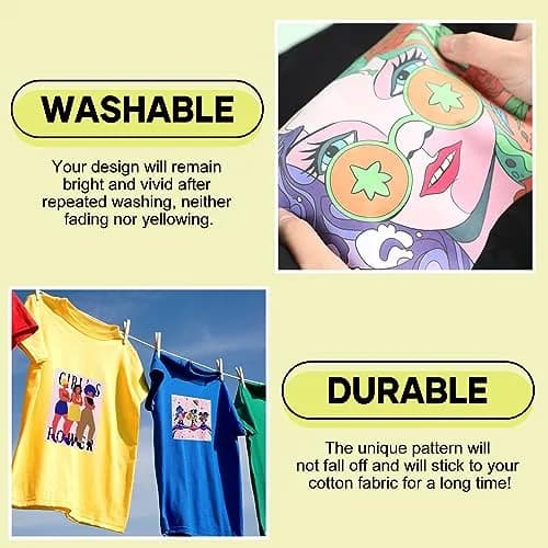 HTVRONT Sublimation HTV Sheets for Cotton Fabric - Glossy, 12x12'' | Suitable for Dark & Light Fabrics thumbnail 5