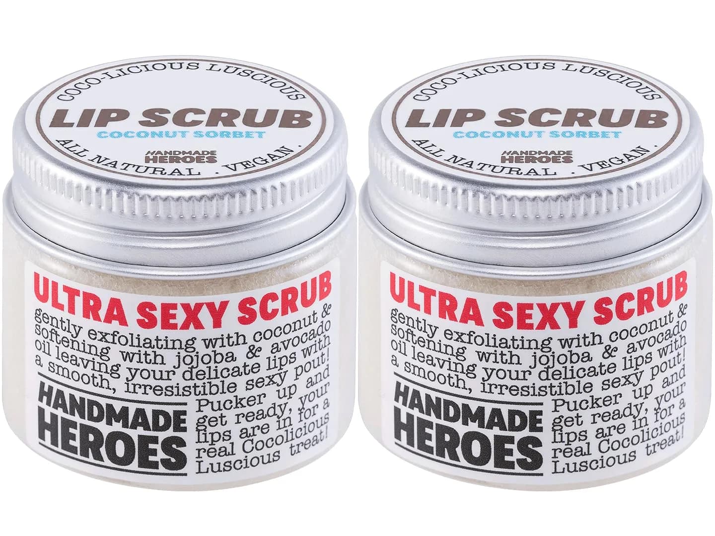 Handmade Heroes Coconut Skin Exfoliant 2pc | Vegan, Natural Lip Scrub for Soft, Smooth Lips