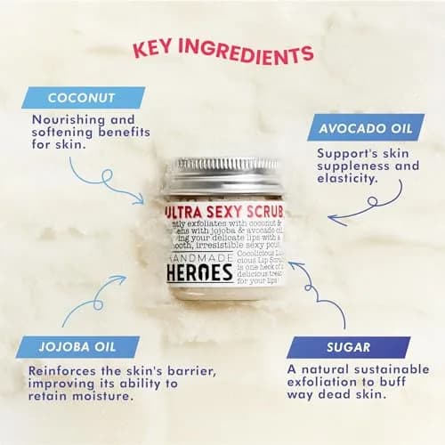 Handmade Heroes Coconut Skin Exfoliant 2pc | Vegan, Natural Lip Scrub for Soft, Smooth Lips thumbnail 3