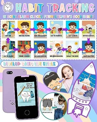 Vimorg Kids Smart Phone Toy Purple | 11.0cm (4.3in) Pretend Play Cell Phone with 8GB TF Card thumbnail 5