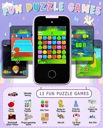 Vimorg Kids Smart Phone Toy Purple | 11.0cm (4.3in) Pretend Play Cell Phone with 8GB TF Card thumbnail 6