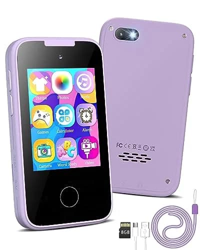 Vimorg Kids Smart Phone Toy Purple | 11.0cm (4.3in) Pretend Play Cell Phone with 8GB TF Card thumbnail 1