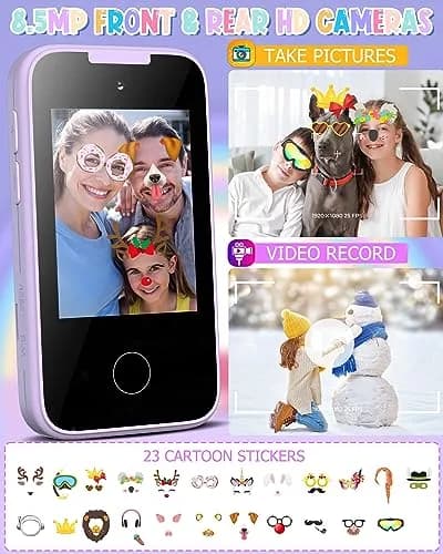 Vimorg Kids Smart Phone Toy Purple | 11.0cm (4.3in) Pretend Play Cell Phone with 8GB TF Card thumbnail 3