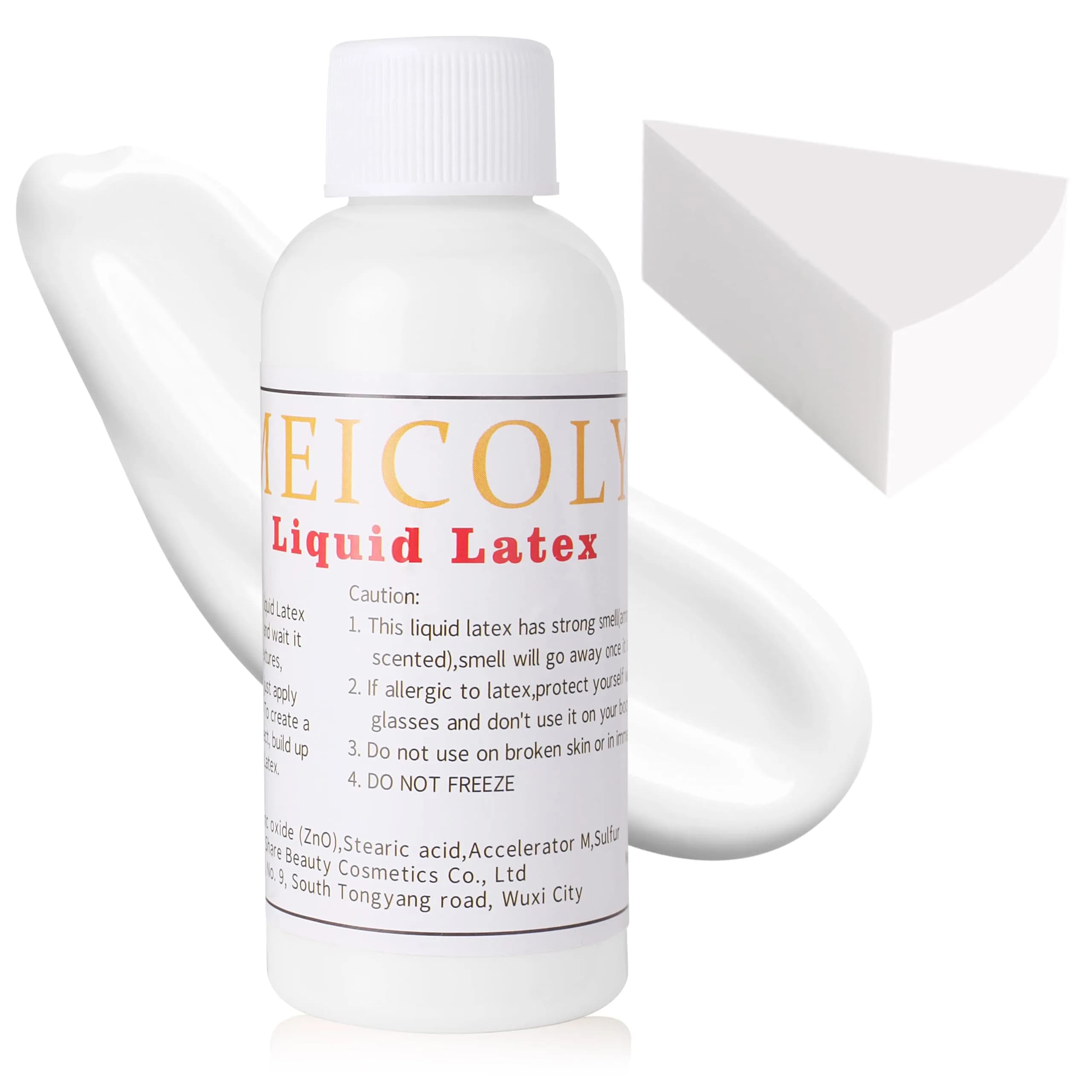 MEICOLY Clear White Liquid Latex with Sponge 60ml for Realistic SFX Makeup & Crafts - main product image