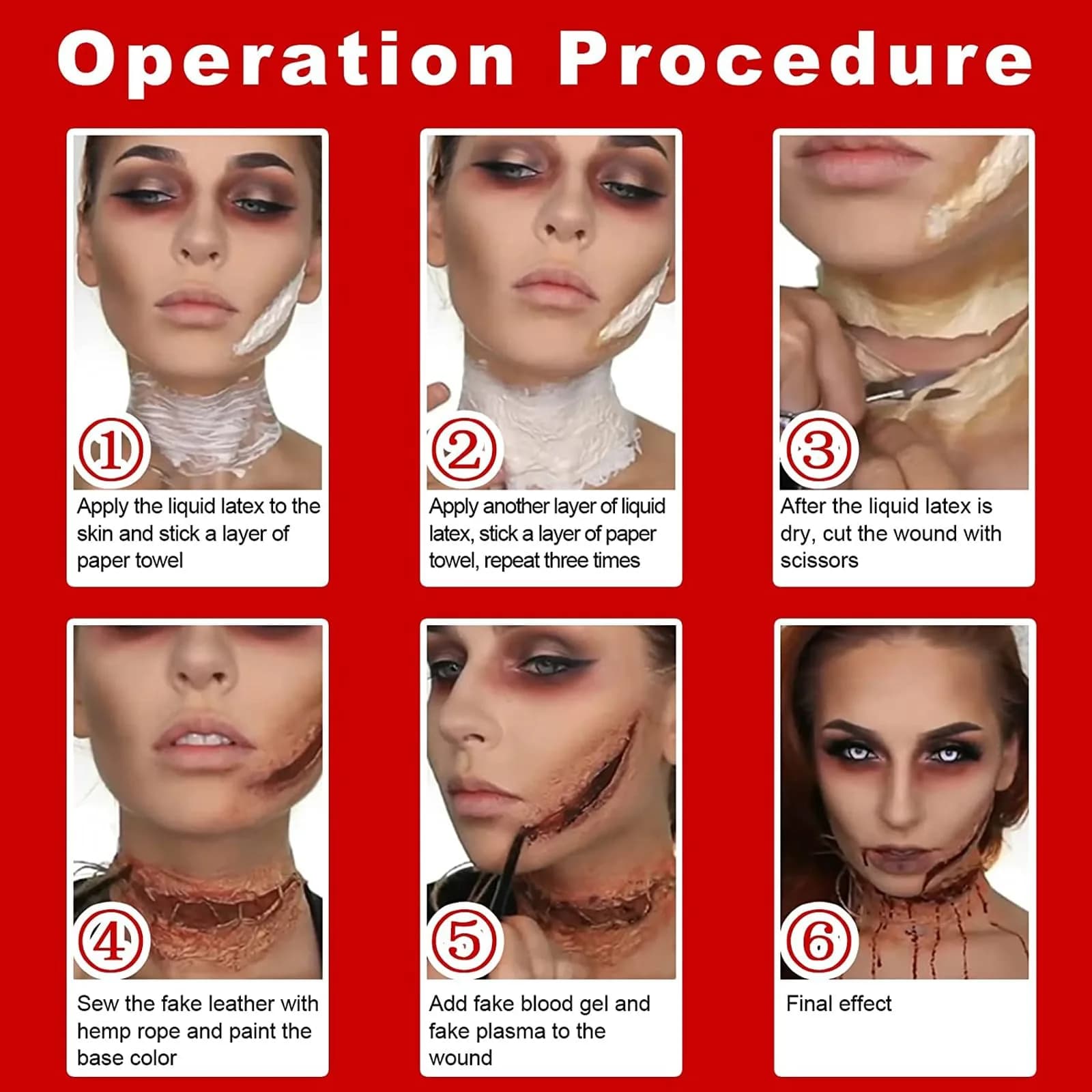 MEICOLY Clear White Liquid Latex with Sponge | Realistic SFX Makeup for Halloween Costumes & Bald Caps (60ml / 2.1 Oz) - view 6