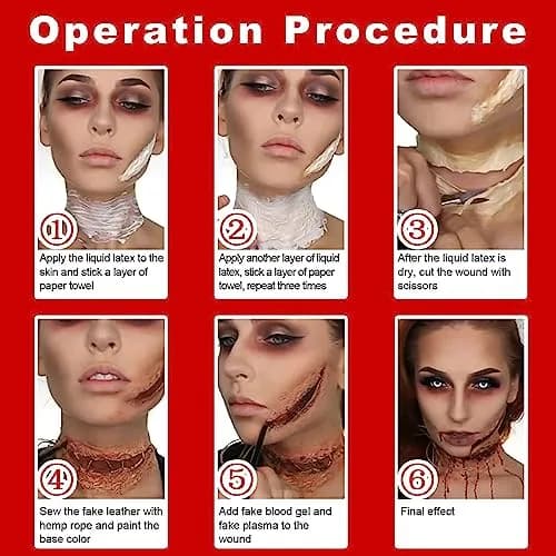 MEICOLY Clear White Liquid Latex with Sponge | Realistic SFX Makeup for Halloween Costumes & Bald Caps (60ml / 2.1 Oz) thumbnail 6