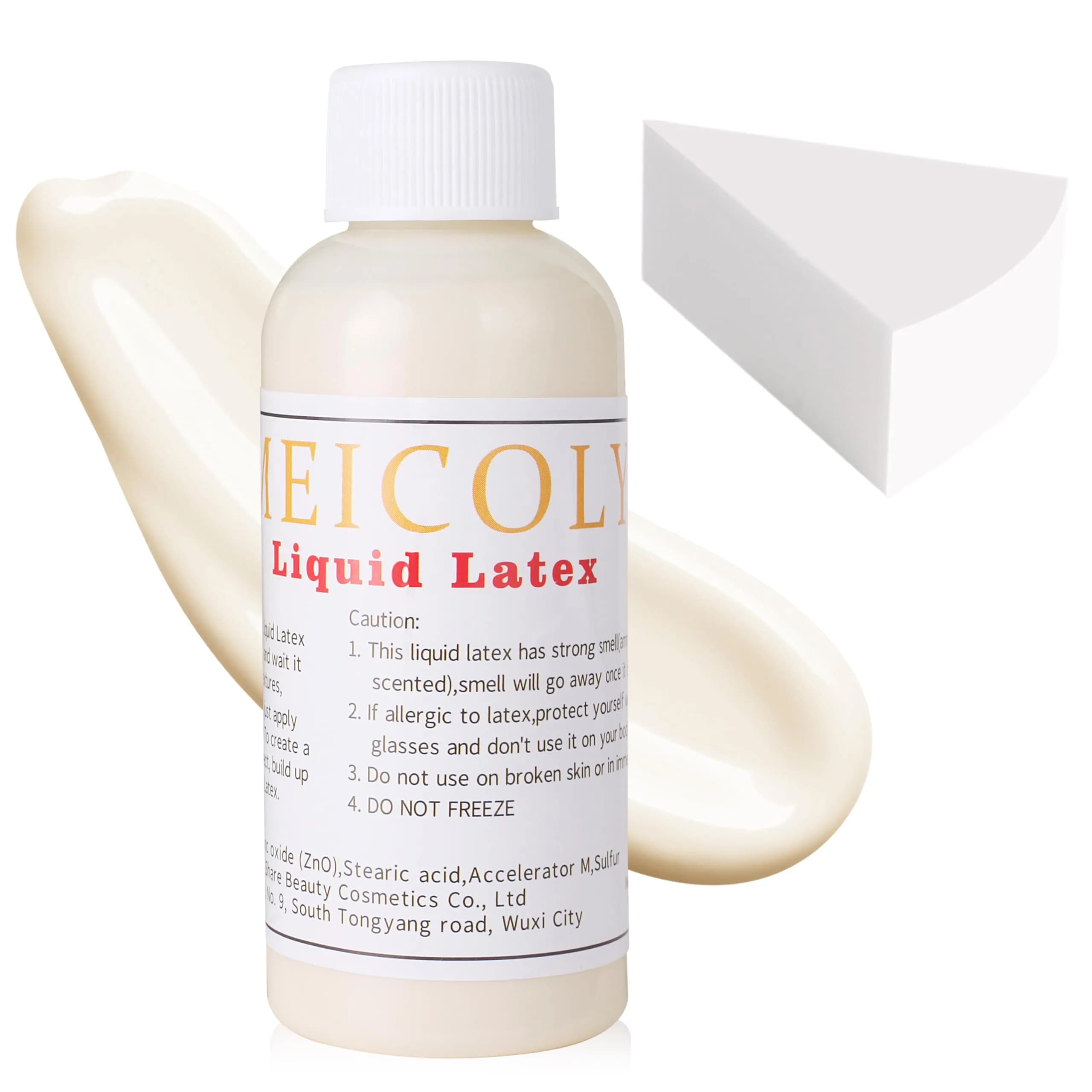 MEICOLY Light Flesh Liquid Latex with Sponge 60ml (2.1 Oz) | Realistic SFX Makeup for Halloween & Costumes - main product image