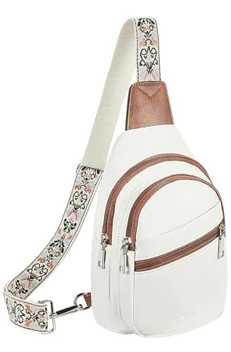 Telena Vegan Leather Sling Bag for Women Crossbody Purse Adjustable Strap Beige Brown | Hands-Free Convenience thumbnail 1