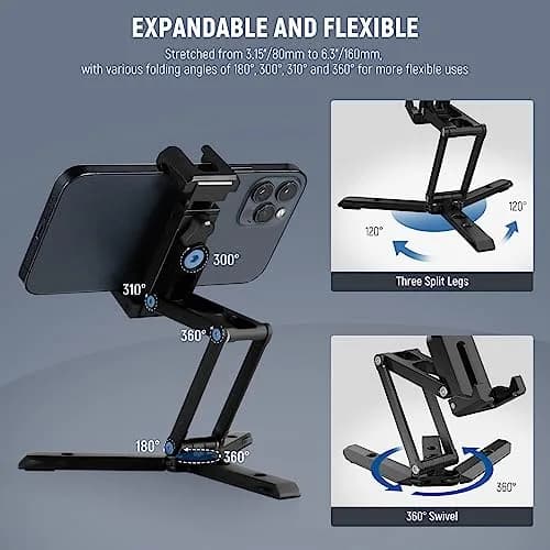 NEEWER SP-04 Metal Smartphone Tripod Mount with Cold Shoes & Handheld Grip, 18cm (7.1") Extended Height | Stable Vlogging & Streaming Accessory thumbnail 2