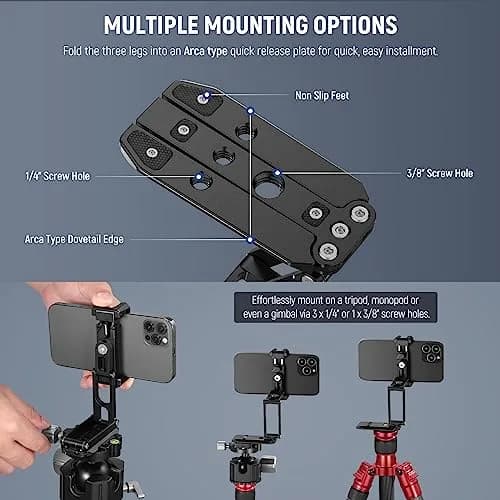 NEEWER SP-04 Metal Smartphone Tripod Mount with Cold Shoes & Handheld Grip, 18cm (7.1") Extended Height | Stable Vlogging & Streaming Accessory thumbnail 3