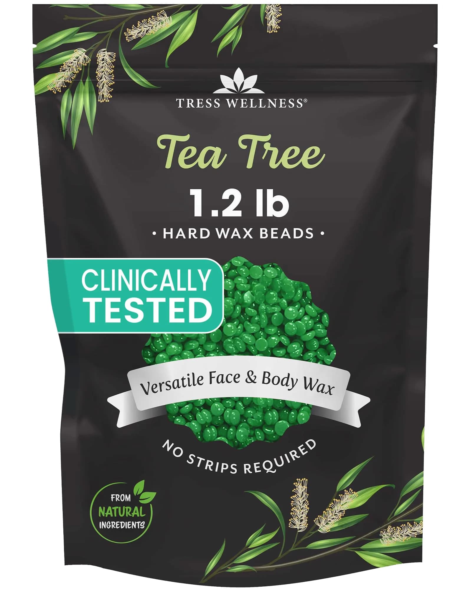 Tress Wellness Tea Tree Hard Wax Beads 567 g (19.2 oz) | For Bikini, Brazilian & Full Body Hair Removal — Tea Tree