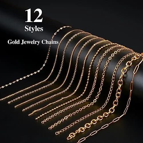 Ecoofor Gold Necklace Chains for Jewelry Making, 95.1 ft (28.98 m) 12 Rolls with Jump Rings & Clasps | DIY Jewelry Craft Kit thumbnail 2
