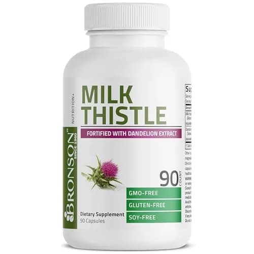 Bronson Milk Thistle Silymarin Marianum & Dandelion Extract 90 Capsules | Liver Support & Detox thumbnail 5