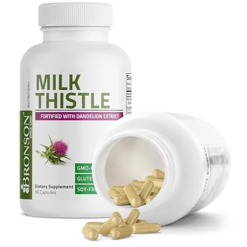 Bronson Milk Thistle Silymarin Marianum & Dandelion Extract 90 Capsules | Liver Support & Detox thumbnail 6