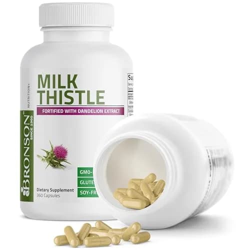 Bronson Milk Thistle Silymarin Marianum & Dandelion Extract 360 Capsules | Liver Support & Detox thumbnail 6