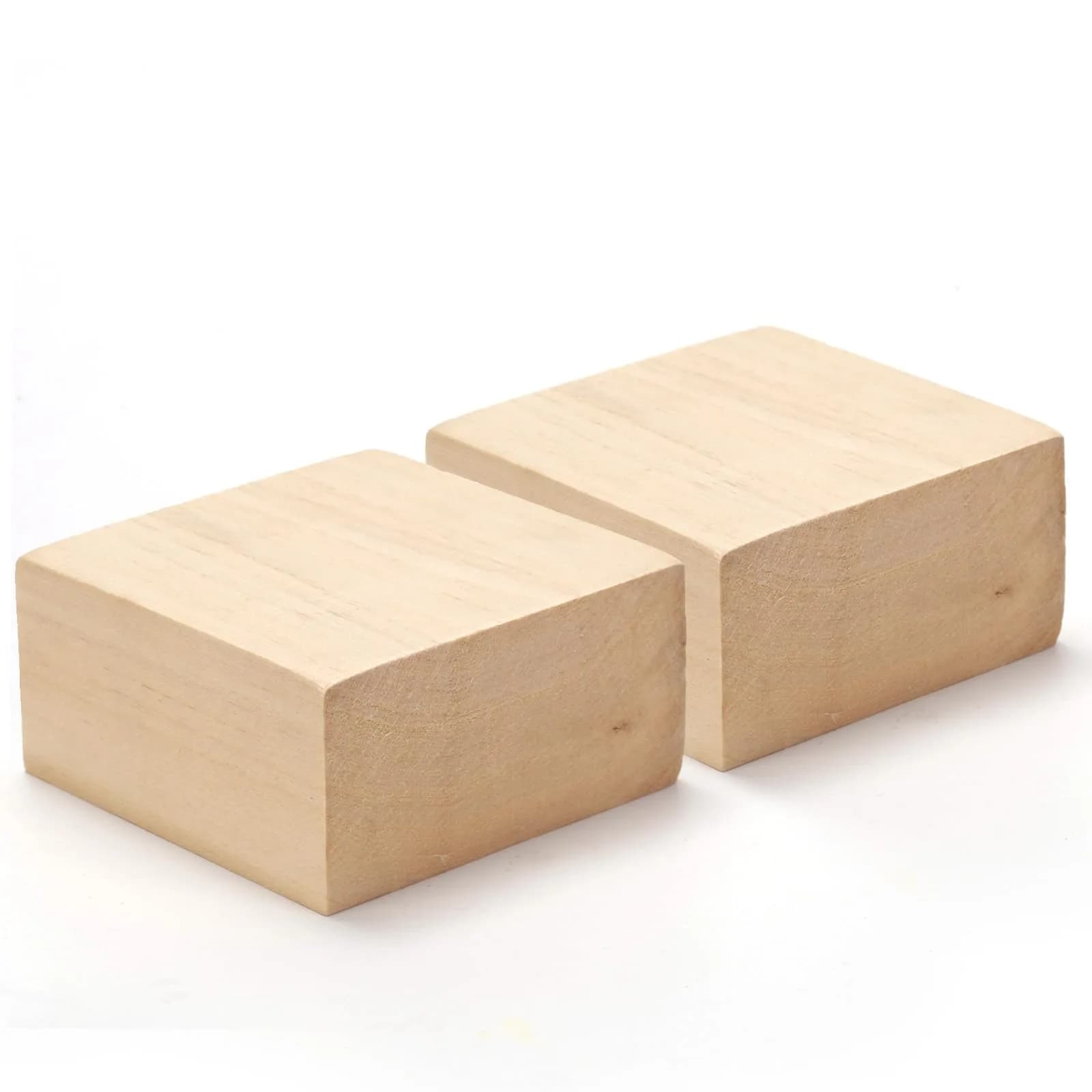 PONGJA Basswood Carving Blocks - 2 Pack 10.16 x 10.16 x 5.08 cm (4 x 4 x 2 Inch) | Soft Wood Blanks for Whittling & DIY Crafts - main product image