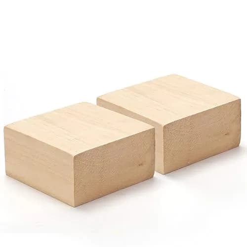 PONGJA Basswood Carving Blocks - 2 Pack 10.16 x 10.16 x 5.08 cm (4 x 4 x 2 Inch) | Soft Wood Blanks for Whittling & DIY Crafts thumbnail 1