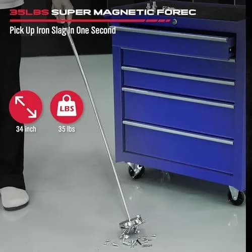 SEDY Telescoping Magnetic Sweeper Pickup Tool 35LB Pull Capacity 9" to 34" | Heavy Duty Magnetic Tool for Nails, Screws, and Metal Parts thumbnail 3