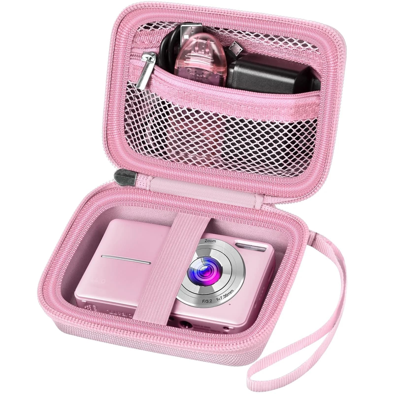 ALKOO Blue Camera Case for Compact Digital Cameras | Fits Kodak Pixpro, Camkory, Mini Cameras (13.3cm x 9.5cm x 6.3cm) — Pink