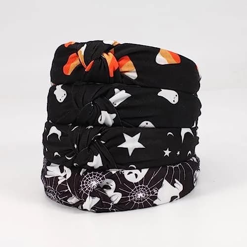 Ardorchid Halloween Headbands for Women Girls | 4-Pack Elastic Fabric Hairbands thumbnail 9