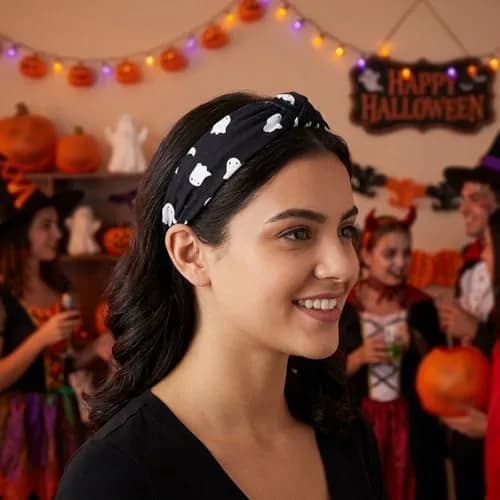Ardorchid Halloween Headbands for Women Girls | 4-Pack Elastic Fabric Hairbands thumbnail 2
