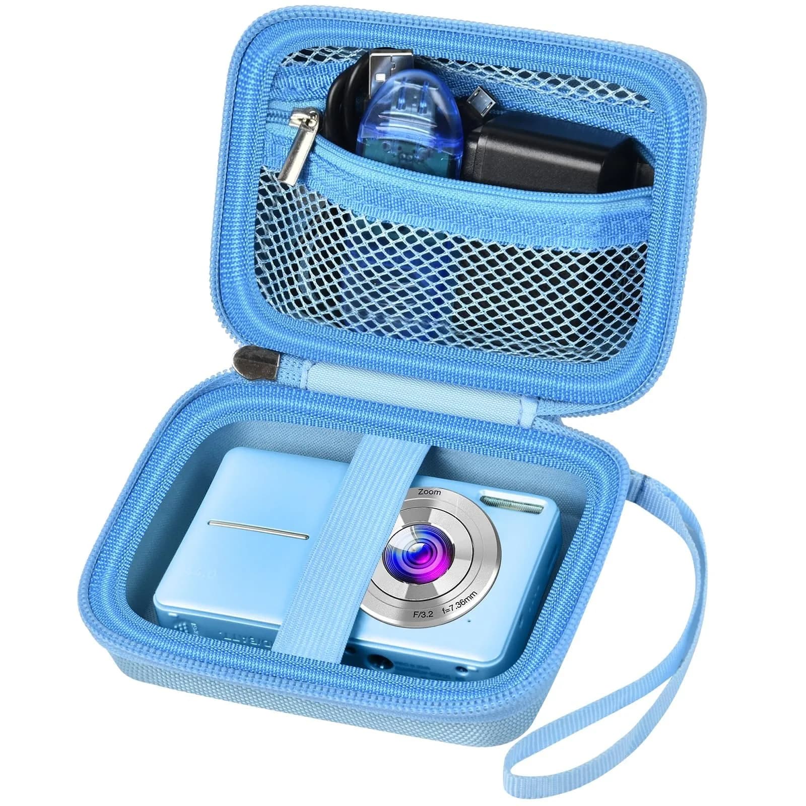 ALKOO Blue Camera Case for Compact Digital Cameras | Fits Kodak Pixpro, Camkory, Mini Cameras (13.3cm x 9.5cm x 6.3cm) — Blue