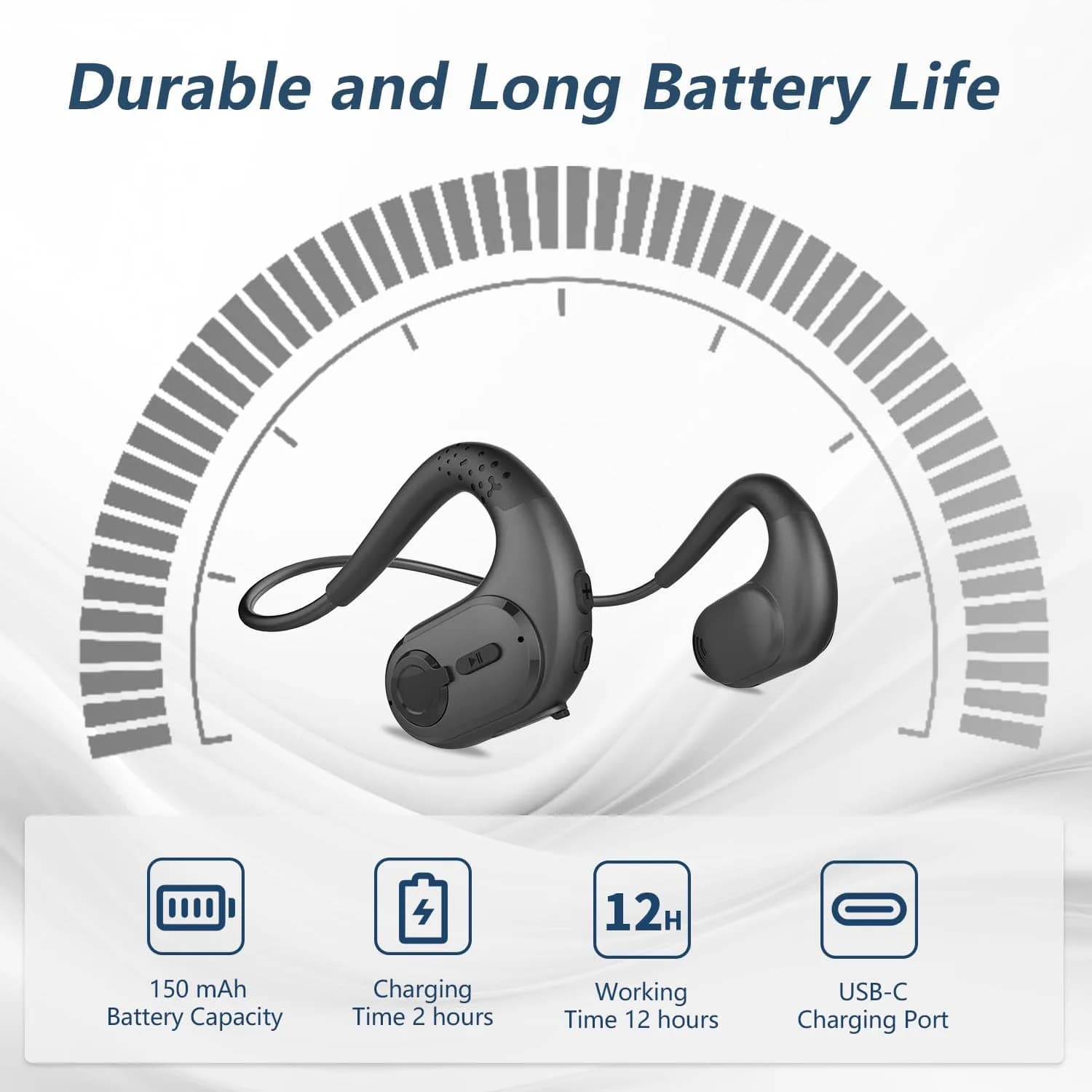 BANIGIPA Open Ear Wireless Bluetooth Headphones with Detachable Boom Mic & 12-Hour Battery | Bluetooth 5.4, IPX5 Waterproof, Dual Connection - view 6