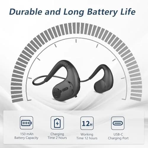 BANIGIPA Open Ear Wireless Bluetooth Headphones with Detachable Boom Mic & 12-Hour Battery | Bluetooth 5.4, IPX5 Waterproof, Dual Connection thumbnail 6