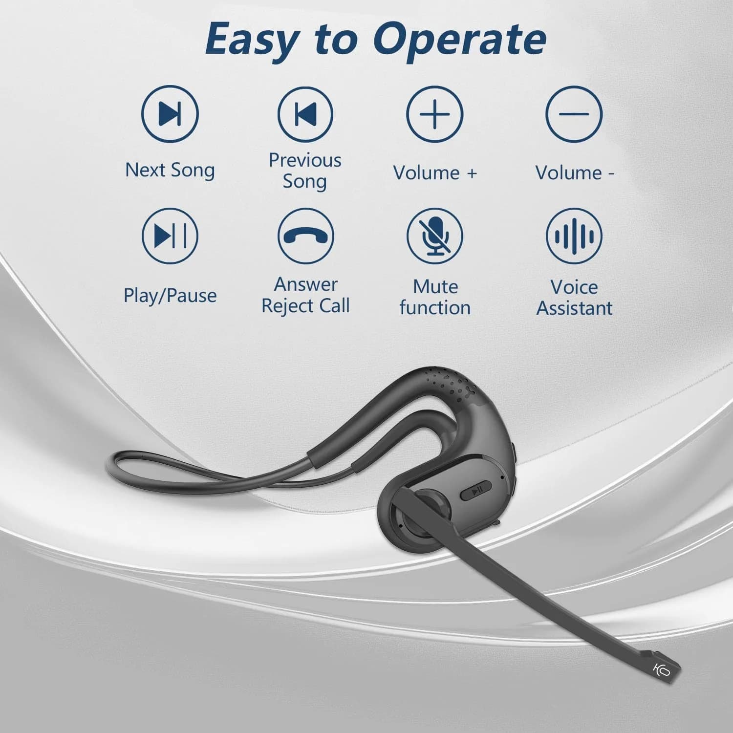 BANIGIPA Open Ear Wireless Bluetooth Headphones with Detachable Boom Mic & 12-Hour Battery | Bluetooth 5.4, IPX5 Waterproof, Dual Connection - view 8