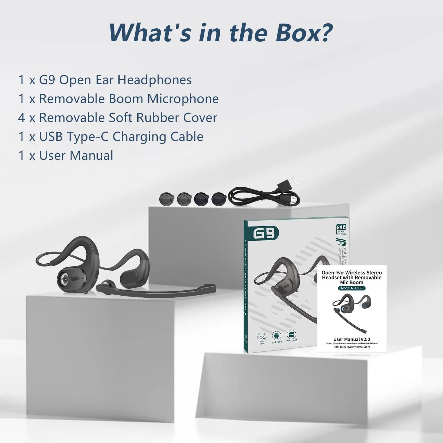 BANIGIPA Open Ear Wireless Bluetooth Headphones with Detachable Boom Mic & 12-Hour Battery | Bluetooth 5.4, IPX5 Waterproof, Dual Connection - view 9