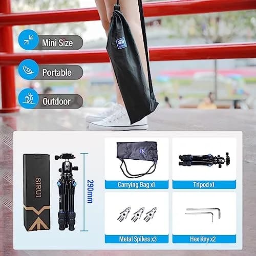 Sirui AM-203 Aluminum Mini Travel Tripod with B00K Ball Head 42cm (16.7") | Lightweight & Portable for DSLR/Mirrorless Cameras thumbnail 8