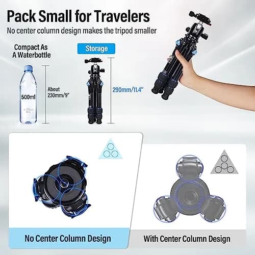 Sirui AM-203 Aluminum Mini Travel Tripod with B00K Ball Head 42cm (16.7") | Lightweight & Portable for DSLR/Mirrorless Cameras thumbnail 2