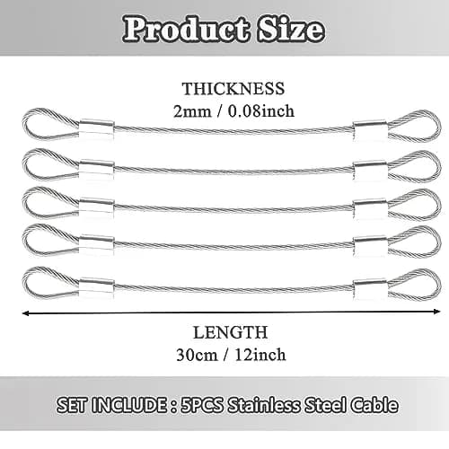 PUSNMI Stainless Steel Cable with Loops | Vinyl Coated Wire Rope for Security & Hanging Light-Weight Items thumbnail 2