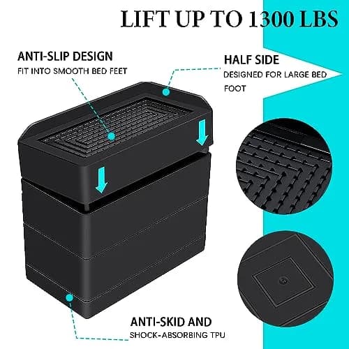 ANNKUT Furniture Risers 4 Inch | Heavy Duty Bed & Furniture Elevators for Home & Office thumbnail 2